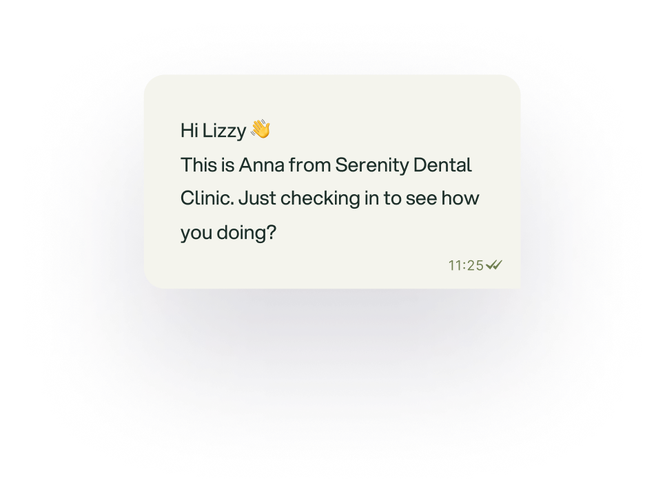 Hi Lizzy — message from Serenity Dental Clinic