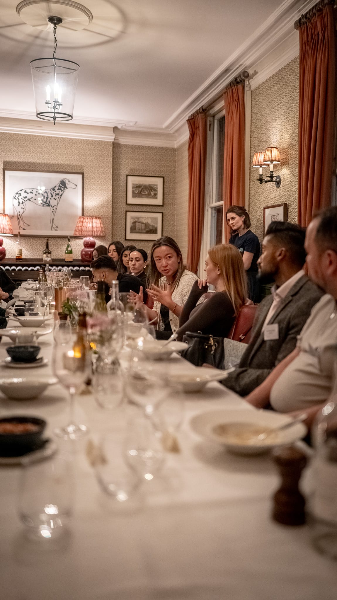 Wide view of the dining room during the Clinic Circle event